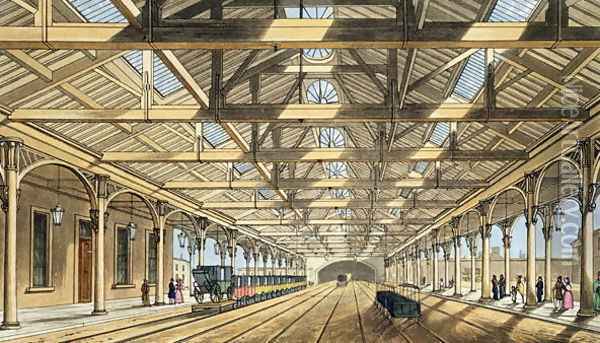 New Station Lime Street Entrance to the Tunnel and Booking Offices Oil Painting - Kelper, S.