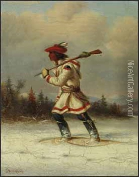 Trapper On Snowshoes Oil Painting - Cornelius David Krieghoff