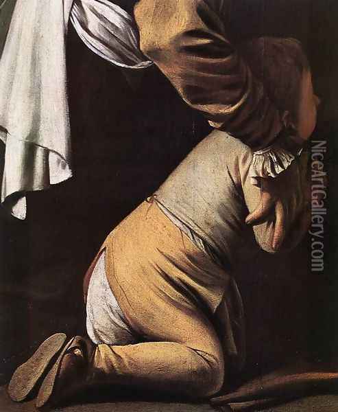 Madonna del Rosario (detail 1) 1607 Oil Painting - Caravaggio