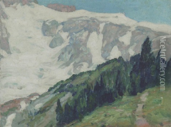 Slopes Of Mt. Rainier Oil Painting - John Fabian Carlson