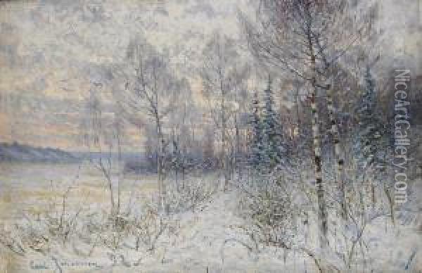 Vinterlandskap - Motiv Fran Bollnastrakten Oil Painting - Carl August Johansson