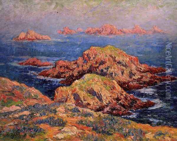 The Red Rocks at Ouessant Oil Painting - Henri Moret