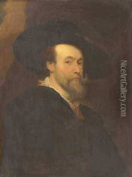 Portrait of the artist, bust-length Oil Painting - Sir Peter Paul Rubens