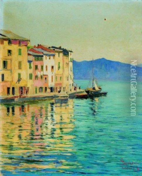 Portofino Oil Painting - Giuseppe Sacheri