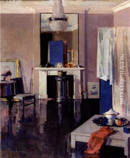 Studio Interior, 130 George Street Oil Painting - Francis Campbell Boileau Cadell