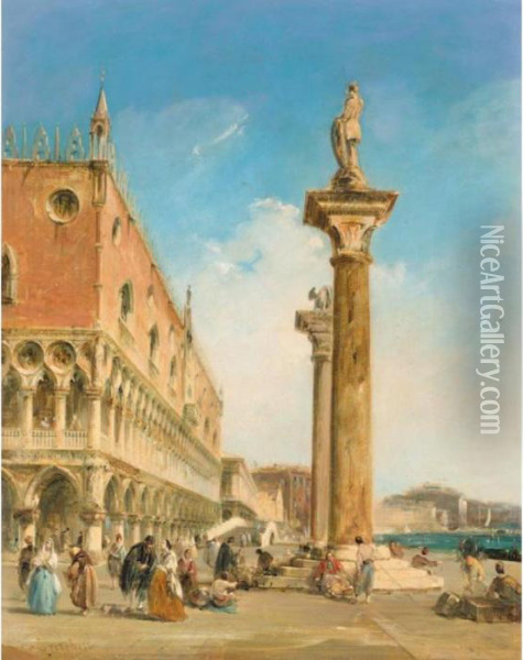 The Ducal Palace From The Piazzetta Oil Painting - Edward Pritchett