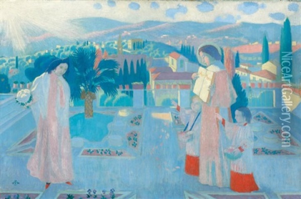 Annonciation A Fiesole (aux Chaussons Rouges) Oil Painting - Maurice Denis