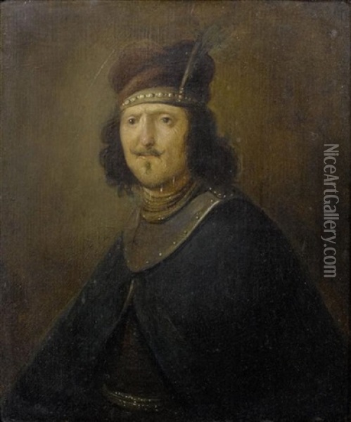 Tronie Eines Mannes Mit Federturban Oil Painting -  Rembrandt van Rijn