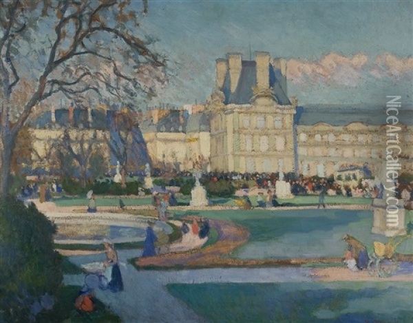 In Den Tuilerien Oil Painting - Henri Ottmann