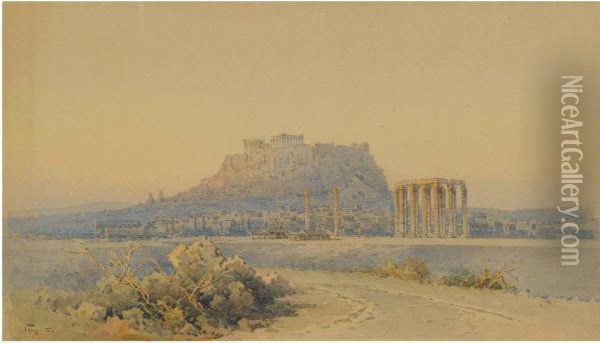 View Of Athens Oil Painting - Angelos Giallina