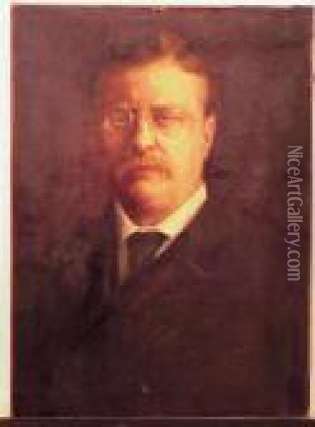 Portrait Of Theodore Roosevelt Oil Painting - Thomas Cowperthwait Eakins
