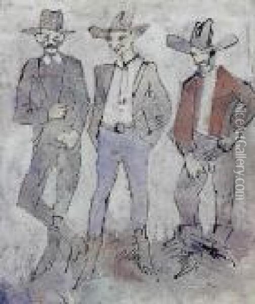 Three Cowboys Oil Painting - Walt Kuhn