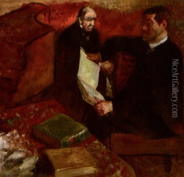 Pagans Et Le Pere De Degas Oil Painting - Edgar Degas