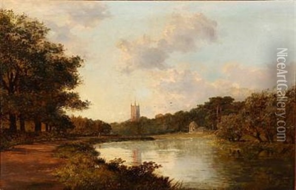 English Landscape Oil Painting - Henry John Kinnaird
