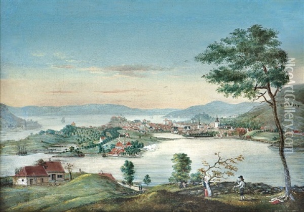 Bergen Viewed From Kronstad Oil Painting - Johan Christian Dahl