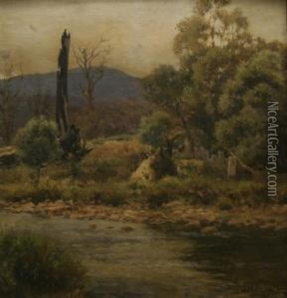 River Landscape Oil Painting - Jan Hendrik Scheltema