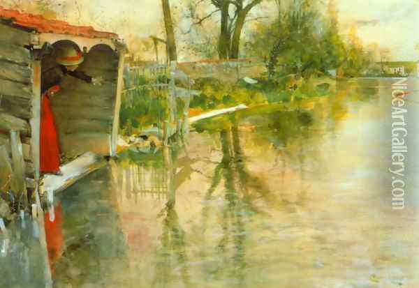 Grez sru Loing 1887 Oil Painting - Carl Larsson
