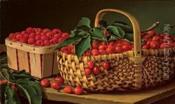Raspberries And Cherries Oil Painting - Levi Wells Prentice