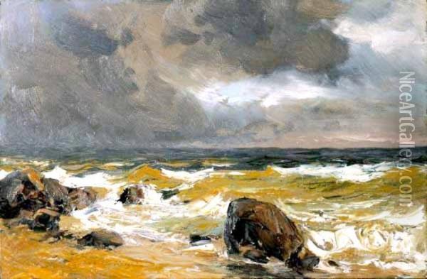 Brzeg Morski, Ok. 1900 Oil Painting - Michael Gorstkin Wywiorski