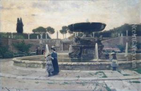 Rom, Villa Albani Oil Painting - Paul von Ravenstein