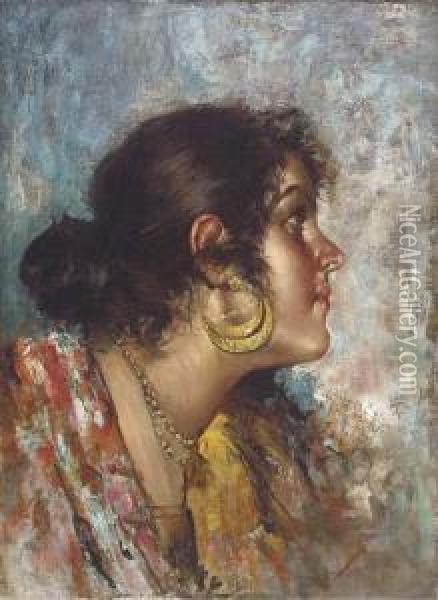 An Italian Girl In Contemplation Oil Painting - Giuseppe Giardiello