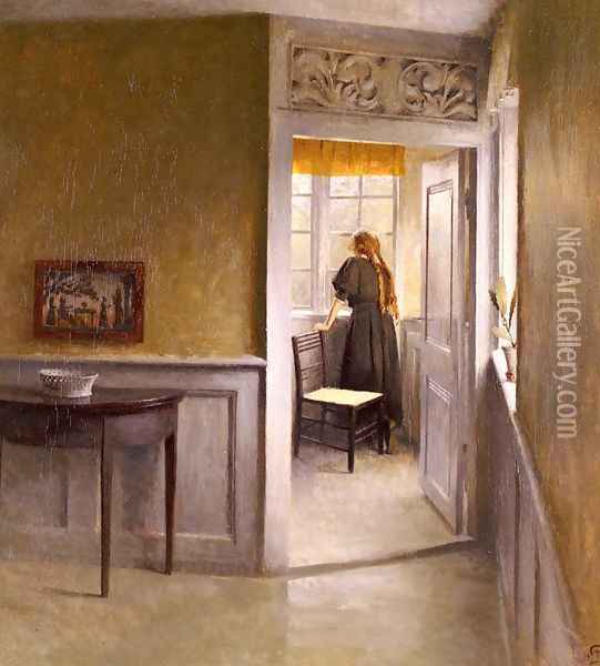 Looking Out The Window Oil Painting - Peter Vilhelm Ilsted