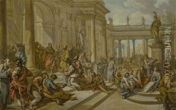 The School Of Athens Oil Painting - Charles Amedee Philippe van Loo