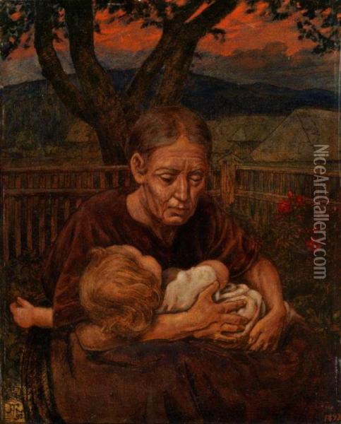Grossmutter Mit Einem Kleinkind Oil Painting - Hans Thoma