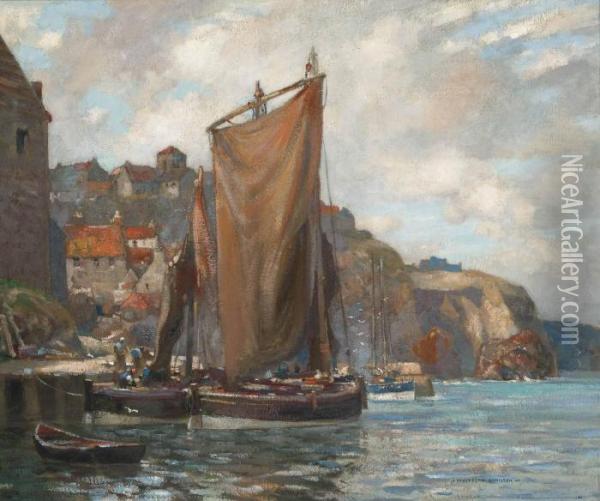 A Fife Harbour Oil Painting - James Whitelaw Hamilton