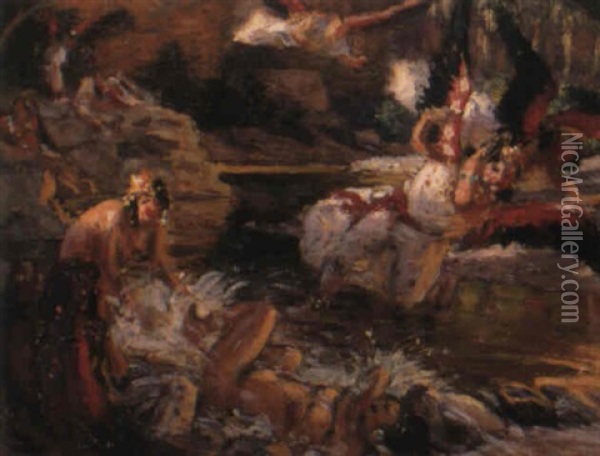 Filles Du Djenn's Oil Painting - Alphonse Etienne Dinet