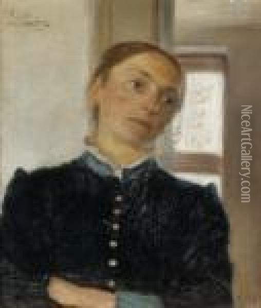 Portrait In Front Of The Window Oil Painting - Julius Paulsen