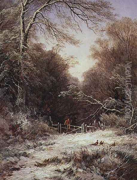 The Lane: Winters Morning Oil Painting - George Alfred Williams