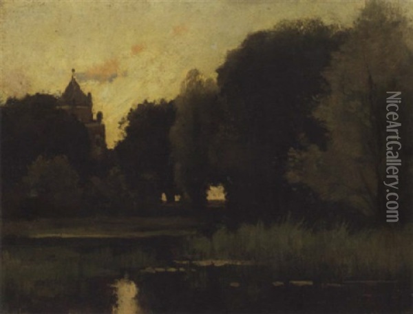 Castle Doorwerth Seen From The Grounds Oil Painting - Theophile De Bock