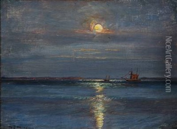 Sunset At Rorvig Oil Painting - Niels Pedersen Mols