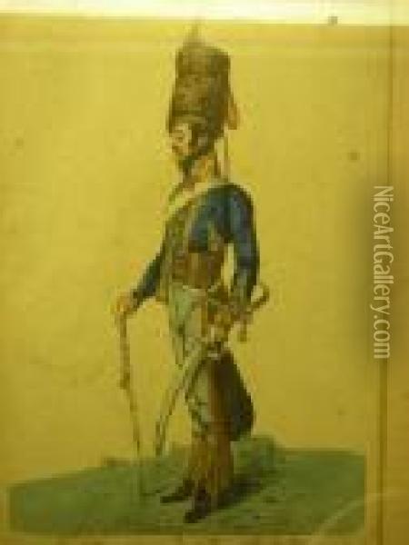 Portrait Of An Officer Ofthe 15th Or Kings Hussars, Taken From Life Oil Painting - Robert Dighton