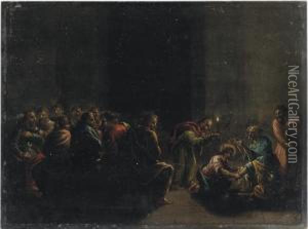 Christ Washing The Feet Of The Disciples Oil Painting - Pasquale Ottino