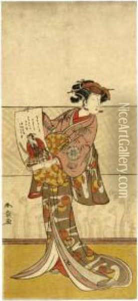 Noshio I In An Unidentified Role Oil Painting - Katsukawa Shunsho