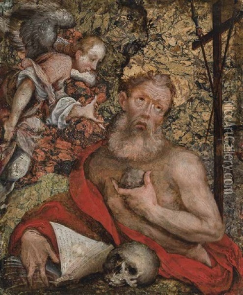 Hl. Hieronymus (after Lukas Kilian?) Oil Painting - Joseph Heintz the Elder