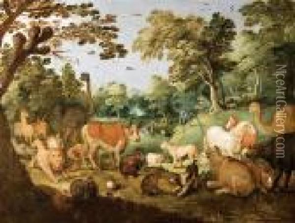 Paradicsomi Taj Eva Teremtesevel Oil Painting - Jan Brueghel the Younger