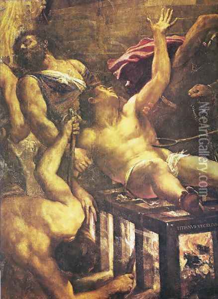 Martyrdom of St. lorenzo (detail) Oil Painting - Tiziano Vecellio (Titian)