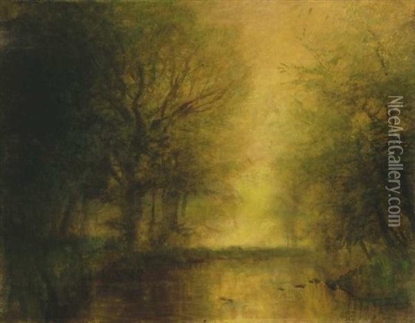 Folyopart (riverside) Oil Painting - Laszlo Mednyanszky