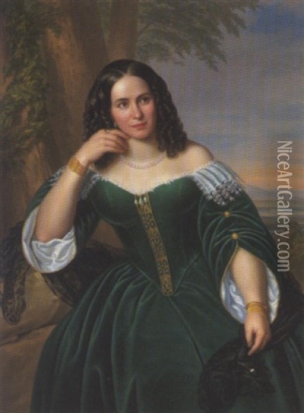 Damenportrait Oil Painting - Franz Bernhardt