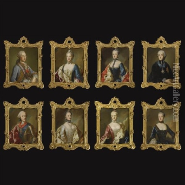 Family Members Of Electress Maria Anna Of Bavaria (after Francois Cuvillies The Elder; 8 Works) Oil Painting - George de Marees