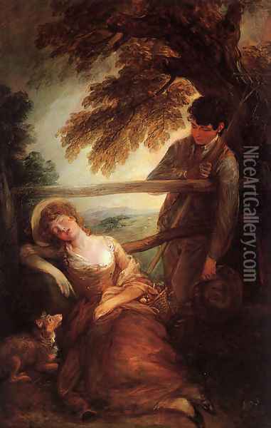 Haymaker and Sleeping Girl (Mushroom Girl) 1785 Oil Painting - Thomas Gainsborough
