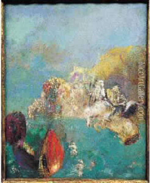 Saint Georges Et Le Dragon, Vers 1909-1910 Oil Painting - Odilon Redon