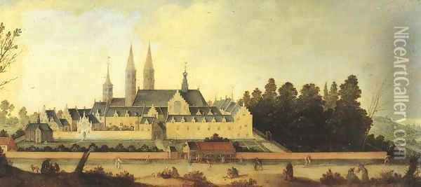 A view of Egmond abbey 4 Oil Painting - Claes Jacobsz. van der Heck