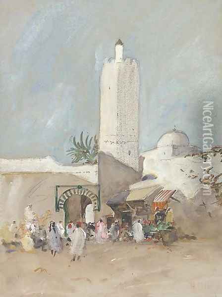 A mosque, Kairouan Oil Painting - Hercules Brabazon Brabazon