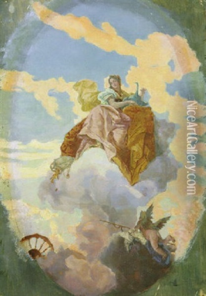 Juno Auf Wolken Thronend Oil Painting - Giacomo Favretto