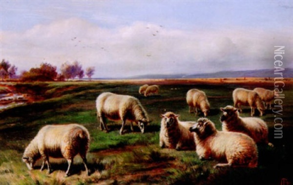 A Quiet Pasture Oil Painting - Charles Jones
