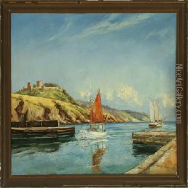 Habour Scenery From Bornholm Oil Painting - Mogens Ege